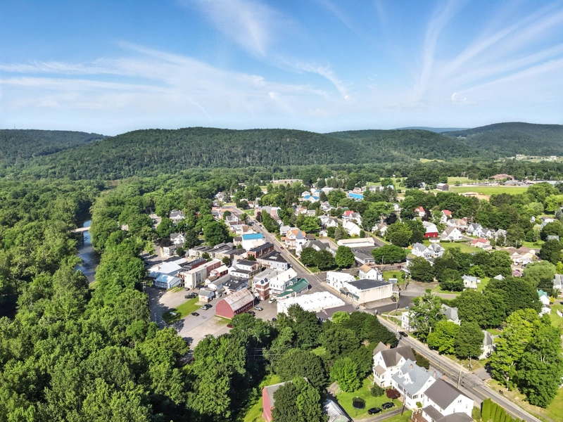 Drone flyover image 1 of Wyalusing, PA