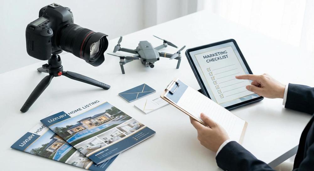 Professional real estate photography and marketing materials for a listing