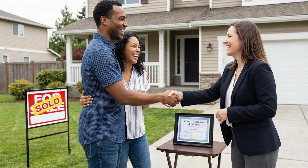 Happy past clients and testimonials for a real estate agent