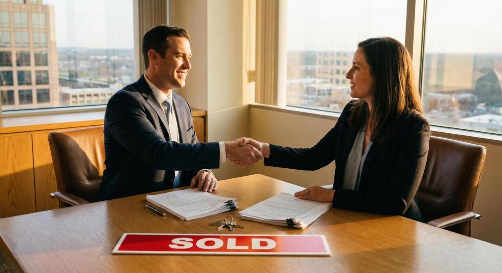 Handshake between seller and buyer at closing