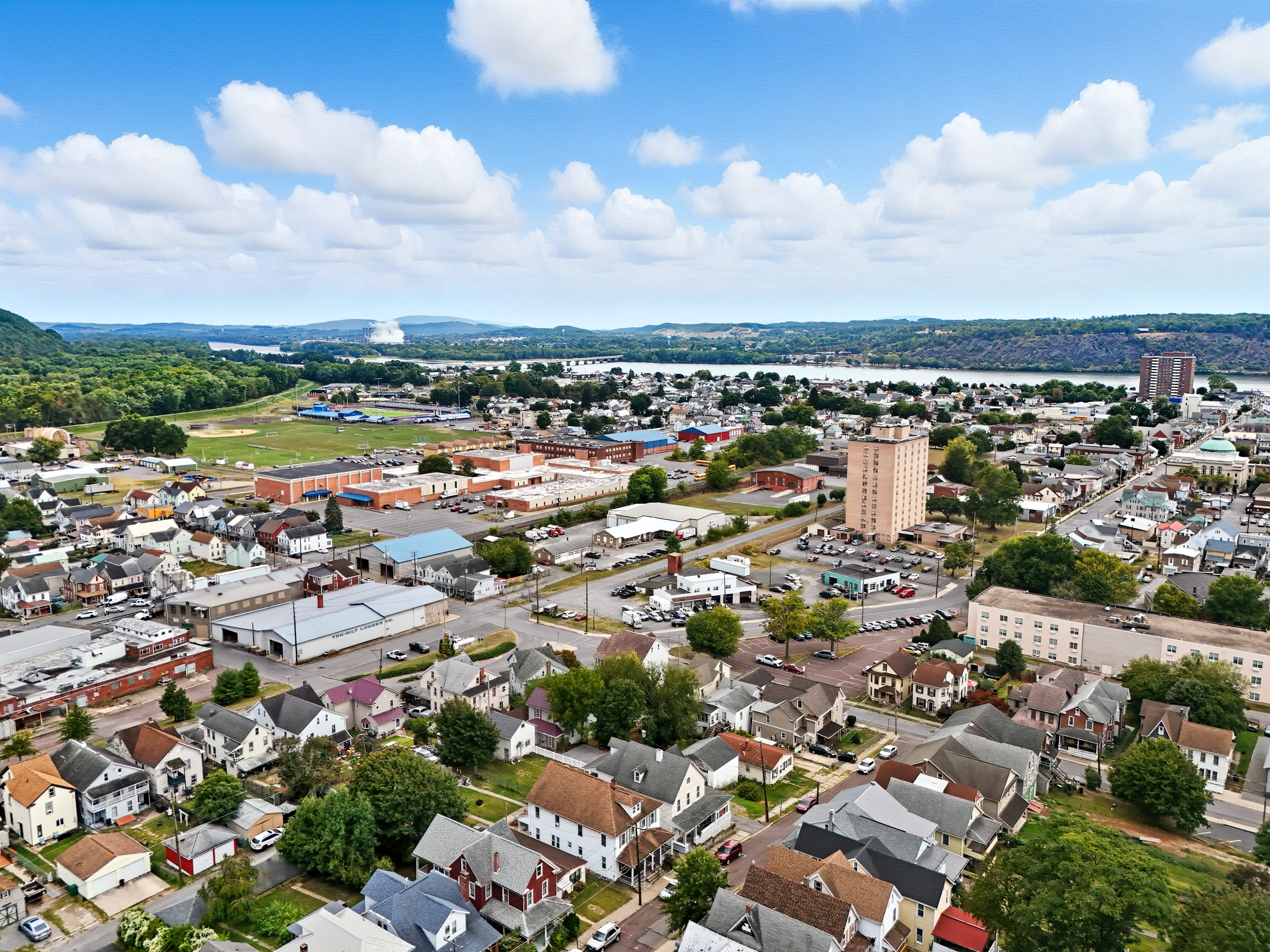 Aerial view of Sunbury, PA