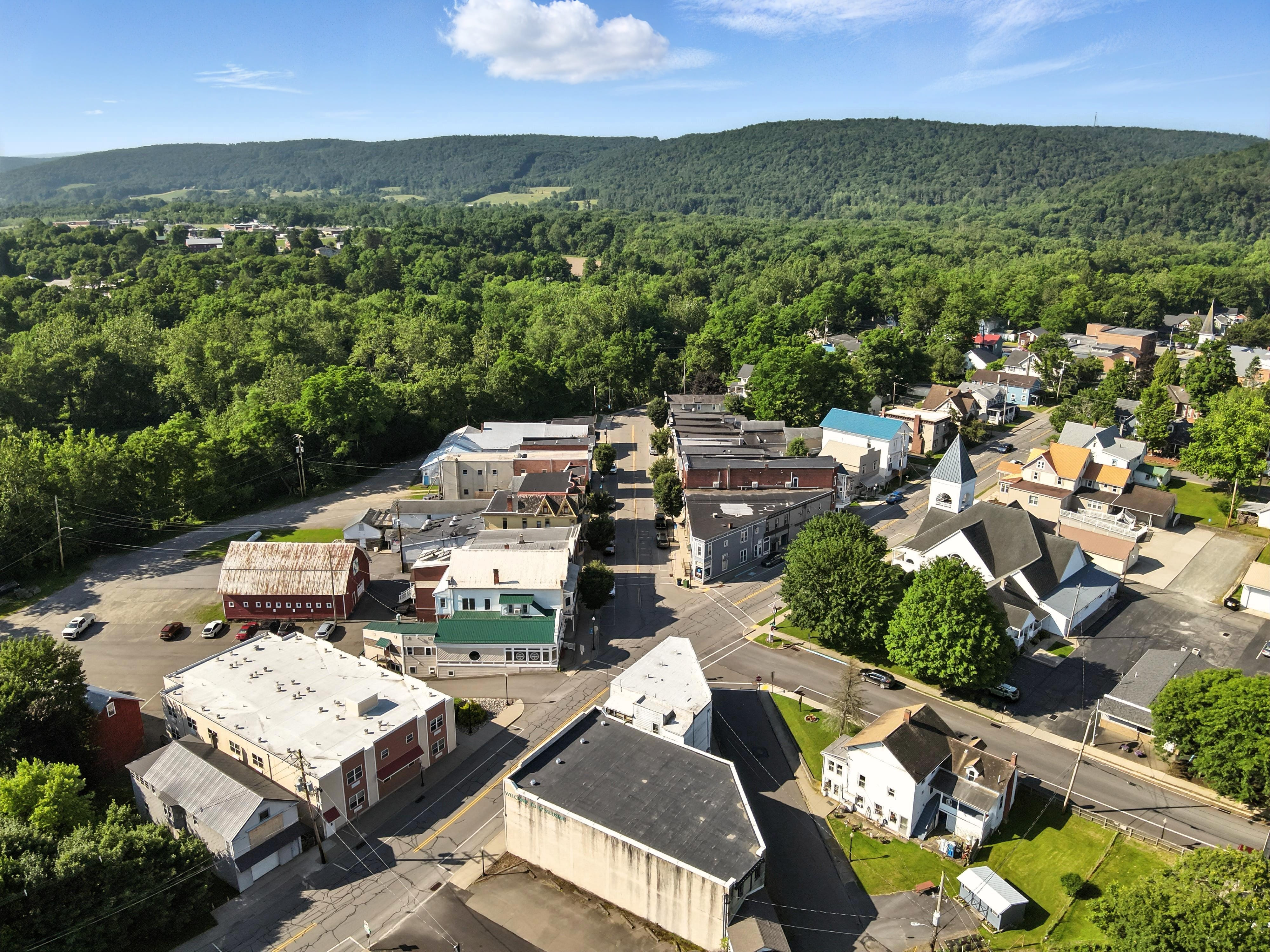 Drone flyover image 2 of Wyalusing, PA